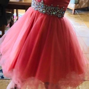 Fabulous coral prom dress.
